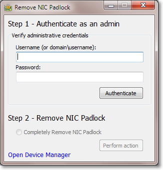 Remove NIC Padlock